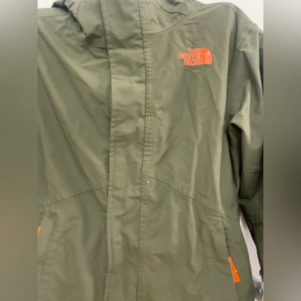 The North Face Olive Jacket with Orange Highlights